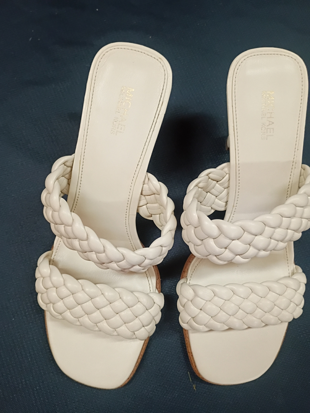MICHAEL Michael Kors Nadia White Braided Slide Sandals